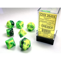 Набір кубів D&D Chessex CSX26454 (Gemini Green-Yellow/Silver Polyhedral 7-Die Set)