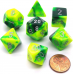 Набір кубів D&D Chessex CSX26454 (Gemini Green-Yellow/Silver Polyhedral 7-Die Set)