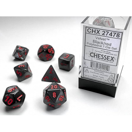 Набір кубів D&D Chessex CSX27478 (Velvet Black/Red Polyhedral 7-Die Set)