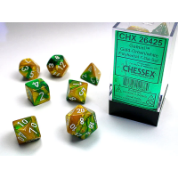 Набор костей D&D Chessex CSX26425 (Gemini Gold-Green/White Polyhedral 7-Die Set)