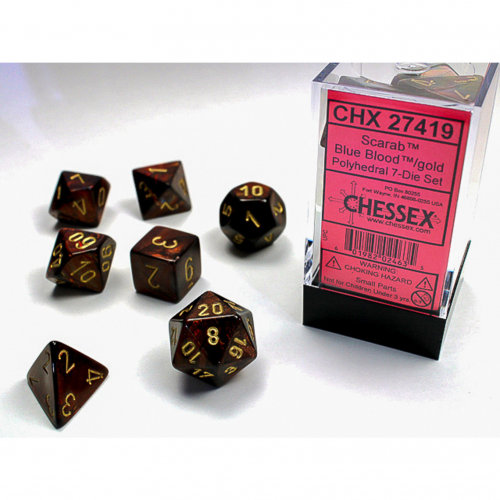Набор костей D&D Chessex CSX27419 (Scarab Blue Blood/Gold Polyhedral 7-Die Set)