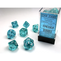 Набір кубів D&D Chessex CSX23085 (Translucent Teal/white Polyhedral 7-Die Set)