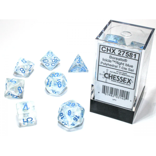 Набір кубів D&D Chessex CSX27581 (Borealis Luminary Icicle/Light Blue Polyhedral 7-Die Set)