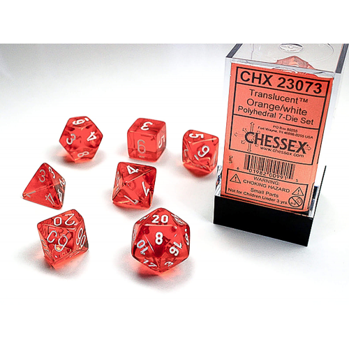 Набір кубів D&D Chessex CSX23073 (Translucent Orange/White Polyhedral 7-Die Set)