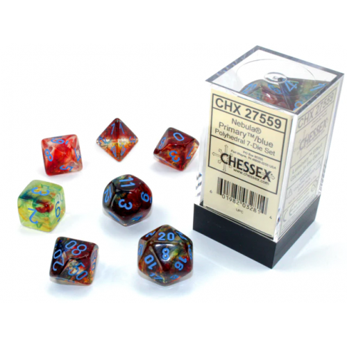 Набір кубів D&D Chessex CSX27559 (Nebula Luminary Primary/Blue Polyhedral 7-Die Set)