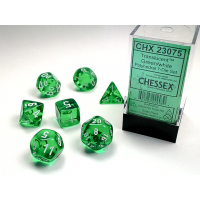 Набір кубів D&D Chessex CSX23075 (Translucent Green/White Polyhedral 7-Die Set)
