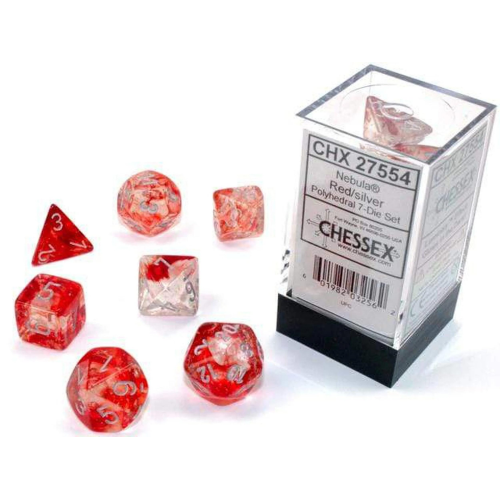 Набір кубів D&D Chessex CSX27554 (Nebula Luminary Red/Silver Polyhedral 7-Die Set)