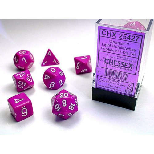 Набір кубів D&D Chessex CSX25427 (Opaque Light Purple/White Polyhedral 7-Die Set)