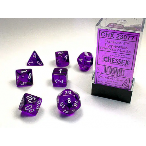 Набір кубів D&D Chessex CSX23077 (Translucent Purple/White Polyhedral 7-Die Set)