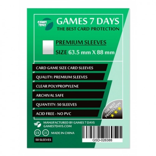 Протекторы для карт Games 7 Days 63,5x88 мм Premium (50 шт)