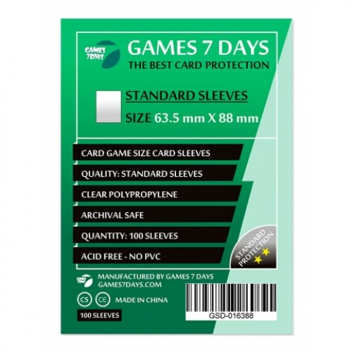 Протекторы для карт Games 7 Days 63,5x88 мм (100 шт)