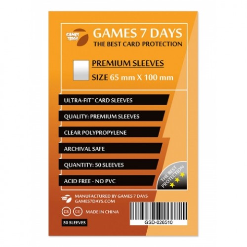Протектори для карт Games 7 Days 65x100 мм Premium (50 шт)