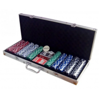 Покерний набір на 500 фішок без номіналу алюмінієвий кейс