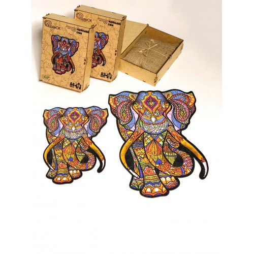 Пазл дерев'яний фігурний PuzzleOK 'Індійський слон' А4 68 деталей