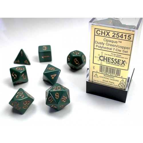 Набір кубів D&D Chessex CSX25415 (Opaque Dusty Green/Gold Polyhedral 7-Die Set)