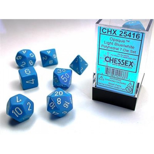 Набір кубів D&D Chessex CSX25416 (Opaque Light Blue/White Polyhedral 7-Die Set)