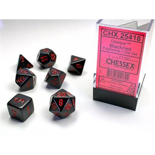 Набор костей D&D Chessex CSX25418 (Opaque Black/Red Polyhedral 7-Die Set)