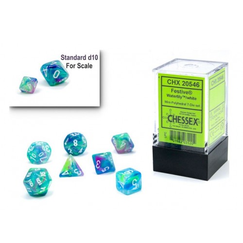 Набір кубів D&D Chessex CSX20546 (Festive Waterlily/White Mini Polyhedral 7-Die Set)