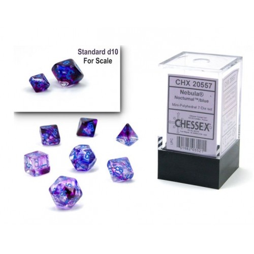 Набір кубиків D&D Chessex CSX20557 (Nebula Luminary Nocturnal/Blue Mini Polyhedral 7-Die Set)