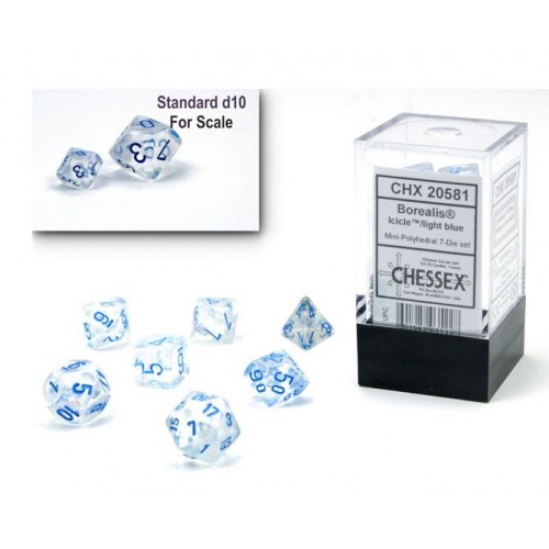 Набор костей D&D Chessex CSX20581 (Borealis Luminary Icicle/Light Blue Mini Polyhedral 7-Die Set)