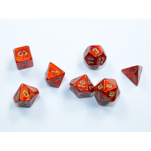 Набір кубів D&D Chessex CSX20414 (Scarab Scarlet/Gold Mini Polyhedral 7-Die Set)