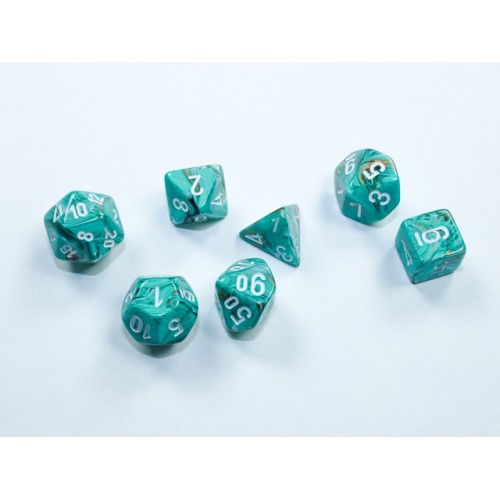 Набір кубів D&D Chessex CSX20403 (Marble Oxi-Copper/White Mini Polyhedral 7-Die Set)