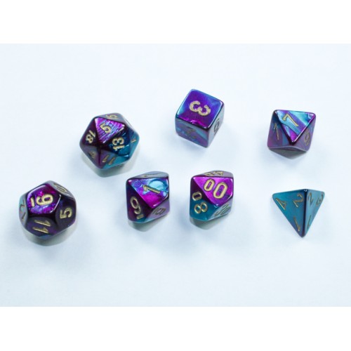 Набір кубів D&D Chessex CSX20649 (Gemini Purple-Teal/Gold Mini Polyhedral 7-Die Set)