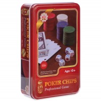 Покерный набор на 100 фишек без номинала (жестяная красная коробка)