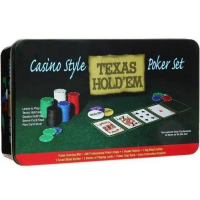 Покерный набор на 200 фишек Texas Holdem (жестяная коробка)