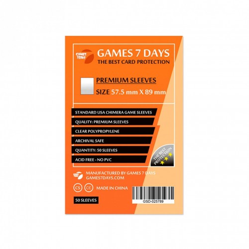 Протекторы для карт Game7 days 57,5 х 89 мм Premium (50 шт)