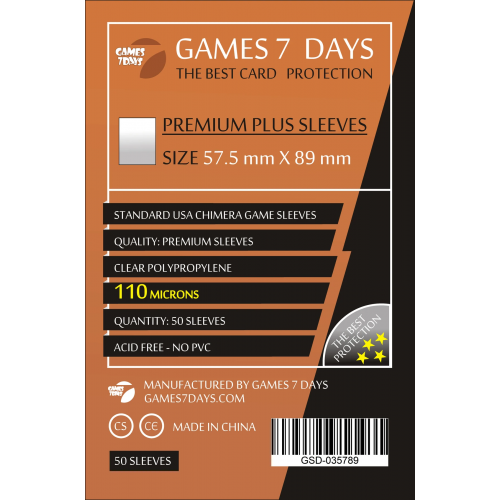 Протекторы для карт Games 7 Days 57,5x89 мм Premium + (50 шт)